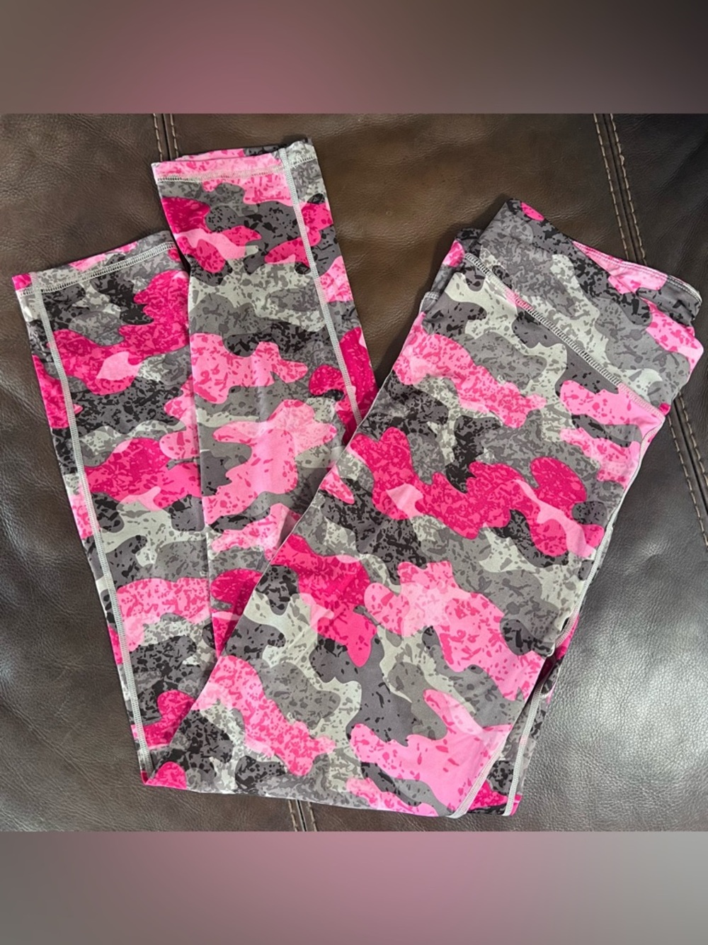 Pink and gray camo leggings size X-Large